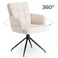 AKITA krémszínű kordbársony forgószék