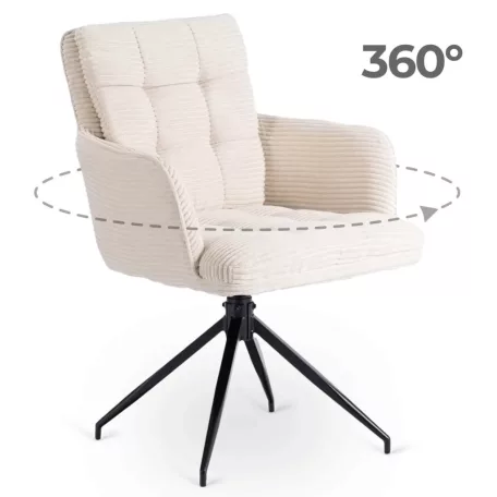 AKITA krémszínű kordbársony forgószék