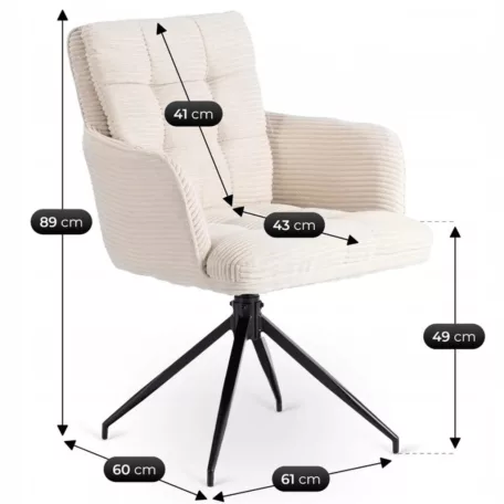 AKITA krémszínű kordbársony forgószék