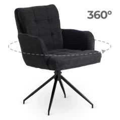 AKITA fekete kordbársony forgószék