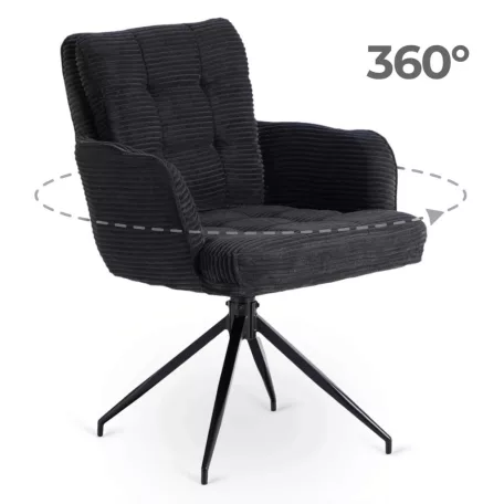 AKITA fekete kordbársony forgószék