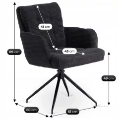 AKITA fekete kordbársony forgószék