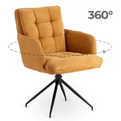 AKITA mustár színű kordbársony forgószék