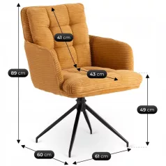 AKITA mustár színű kordbársony forgószék