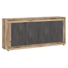 BLAGO Fiókos Komód 180 cm Fekete/Nyers Tölgy