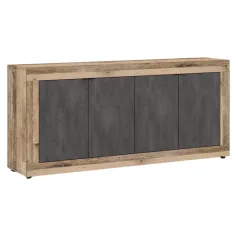 BLAGO Fiókos Komód 180 cm Fekete/Nyers Tölgy