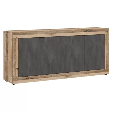 BLAGO Fiókos Komód 180 cm Fekete/Nyers Tölgy