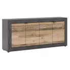 BLAGO Fiókos Komód 180 cm Nyers Tölgy/Fekete