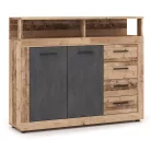 BLAGO MIDI A Fiókos Komód 119.6 cm Nyers Tölgy/Fekete