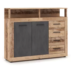 BLAGO MIDI A Fiókos Komód 119.6 cm Nyers Tölgy/Fekete