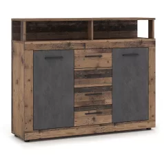 BLAGO MIDI B Fiókos Komód 119,5 cm Sötét Tölgy/Fekete