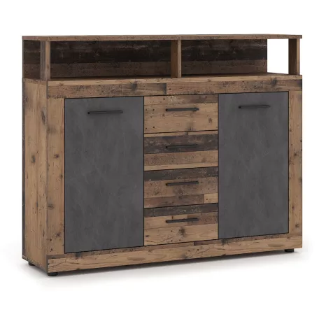 BLAGO MIDI B Fiókos Komód 119,5 cm Sötét Tölgy/Fekete