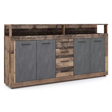 BLAGO Fiókos Komód 190 cm Sötét Tölgy/Fekete