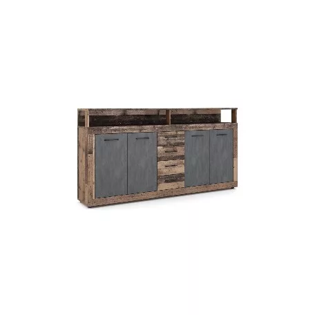 BLAGO Fiókos Komód 190 cm Sötét Tölgy/Fekete