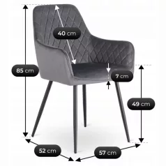 BRESSO szürke bársony szék