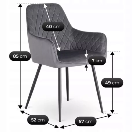 BRESSO szürke bársony szék