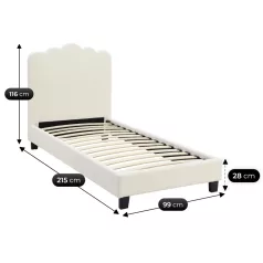 Ágy 90x200 CRATER krémszínű Boucle
