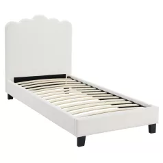 Ágy 90x200 CRATER krémszínű szövettel