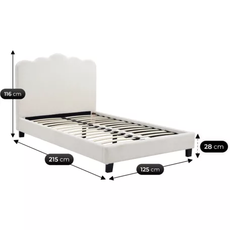 Ágy 90x200 CRATER krémszínű szövettel