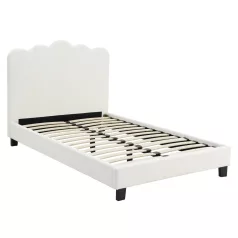 Ágy 120x200 CRATER krémszínű szövettel