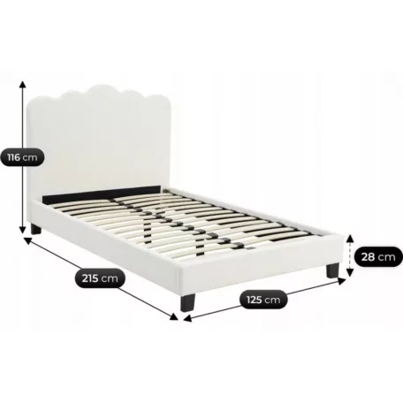 Ágy 120x200 CRATER krémszínű szövettel