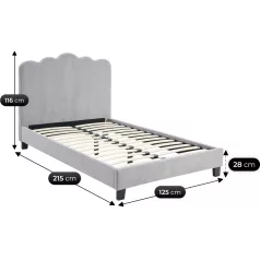 Ágy 120x200 CRATER szürke szövetből