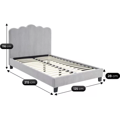 Ágy 120x200 CRATER szürke szövetből