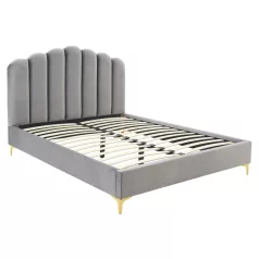 Ágy 160x200 GEMINI szürke bársony