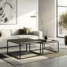 Tenor, dohányzóasztal készlet, fekete, fém