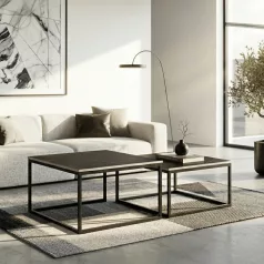 Tenor, dohányzóasztal készlet, fekete, fém