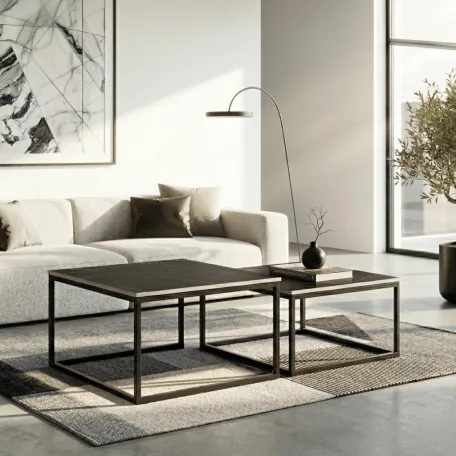 Tenor, dohányzóasztal készlet, fekete, fém