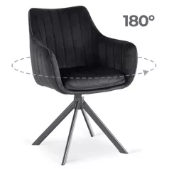 MUMBAI forgószék fekete bársonyból