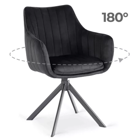 MUMBAI forgószék fekete bársonyból