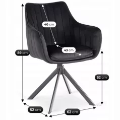 MUMBAI forgószék fekete bársonyból