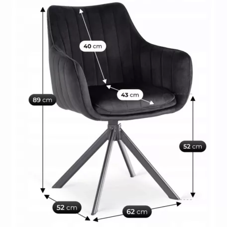 MUMBAI forgószék fekete bársonyból