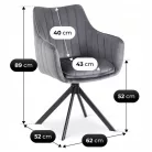 MUMBAI 2 szürke bársony forgószék