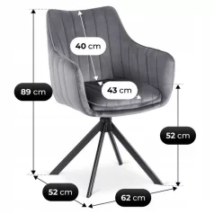 MUMBAI 2 szürke bársony forgószék