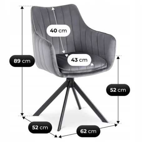 MUMBAI 2 szürke bársony forgószék