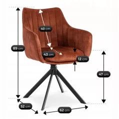 MUMBAI piros bársony forgószék