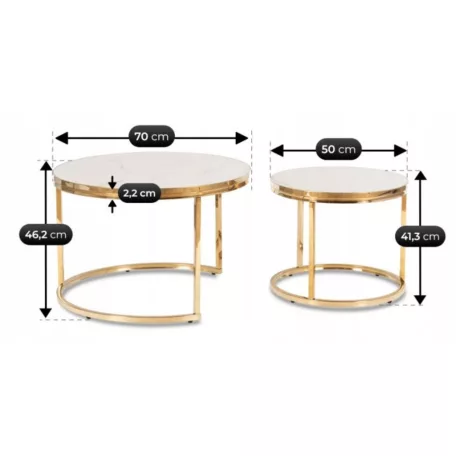 Aron, dohányzóasztal készlet, arany, fém