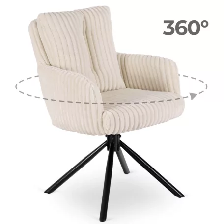 JUNE krémszínű kordbársony forgószék nappaliba