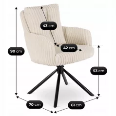 JUNE krémszínű kordbársony forgószék nappaliba