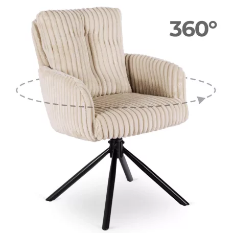 JUNE bézs kordbársony forgószék nappaliba