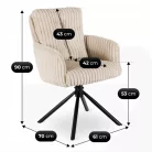 JUNE bézs kordbársony forgószék nappaliba