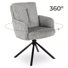 JUNE szürke kordbársony forgószék nappaliba
