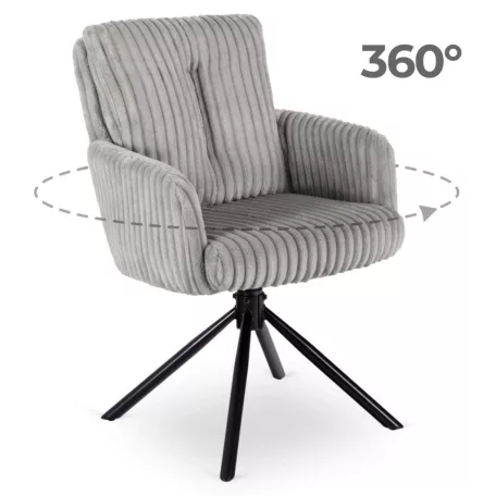 JUNE szürke kordbársony forgószék nappaliba