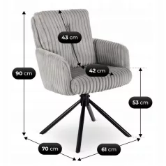 JUNE szürke kordbársony forgószék nappaliba
