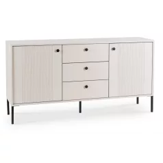   SOFT Fiókos Komód 154 cm Kétajtós Fiókokkal, Bordázott Kasmír