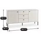 SOFT Fiókos Komód 154 cm Kétajtós Fiókokkal, Bordázott Kasmír