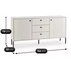   SOFT Fiókos Komód 154 cm Kétajtós Fiókokkal, Bordázott Kasmír